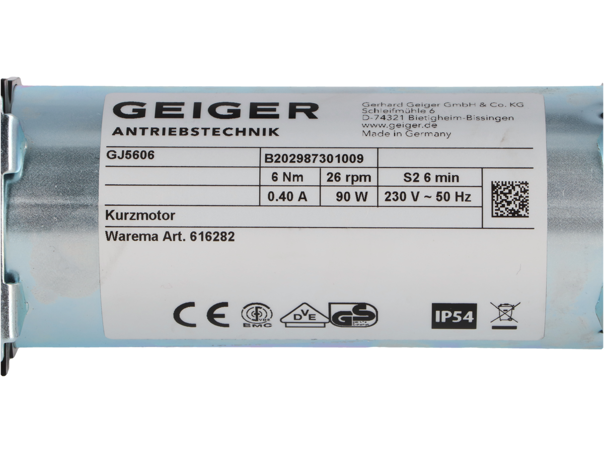 Geiger GJ5606 kurzbauend Raffstoremotor 6 Nm WAREMA #616282 – Ansicht 5