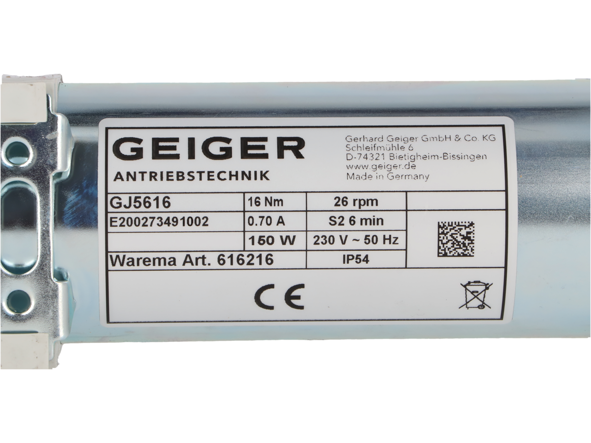 Geiger GJ5616 Raffstoremotor 16 Nm WAREMA #616216 – Ansicht 4
