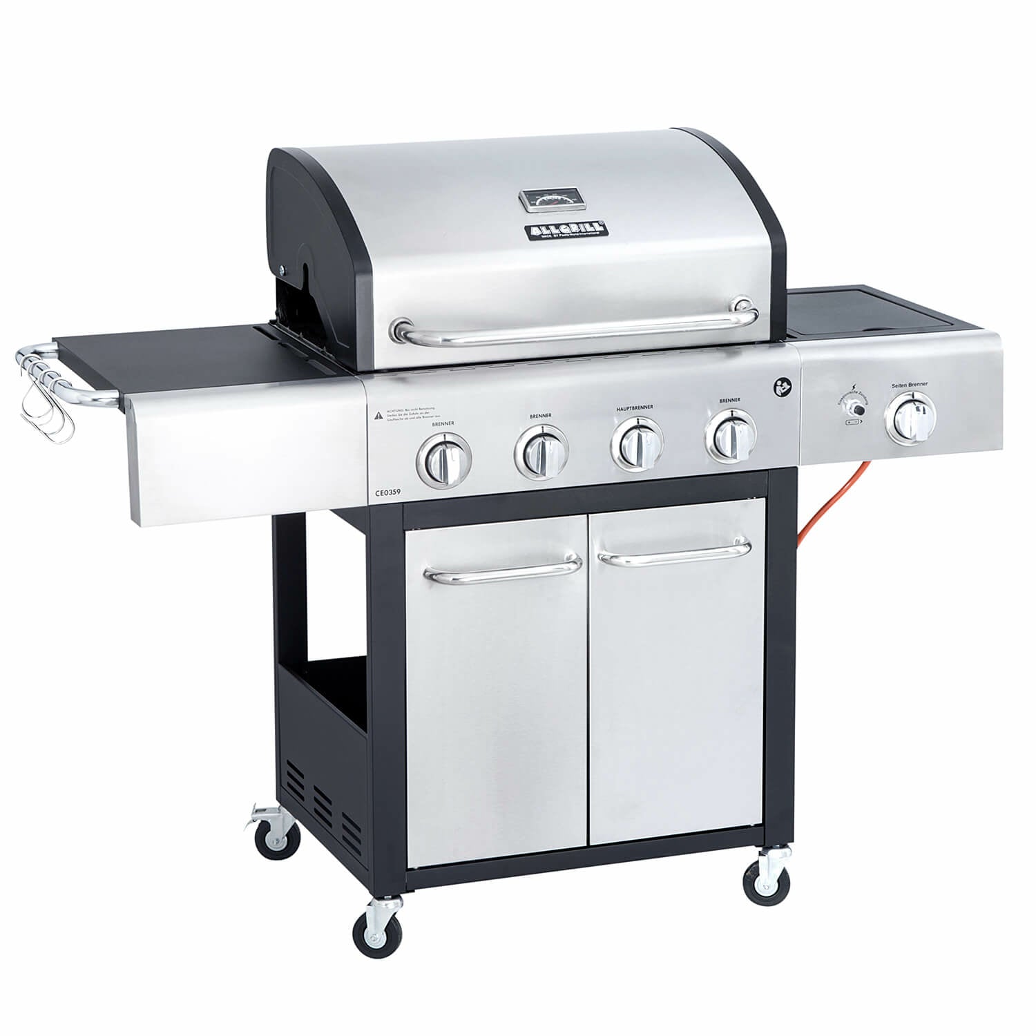 ALLGRILL FESTIVAL Einsteiger Gasgrill in Schwarz mit Thermometer im Deckel