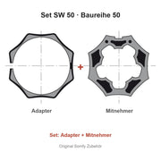 Somfy Adapter + Mitnehmer Set SW 50 für Baureihe 50 – Adapter und Mitnehmer