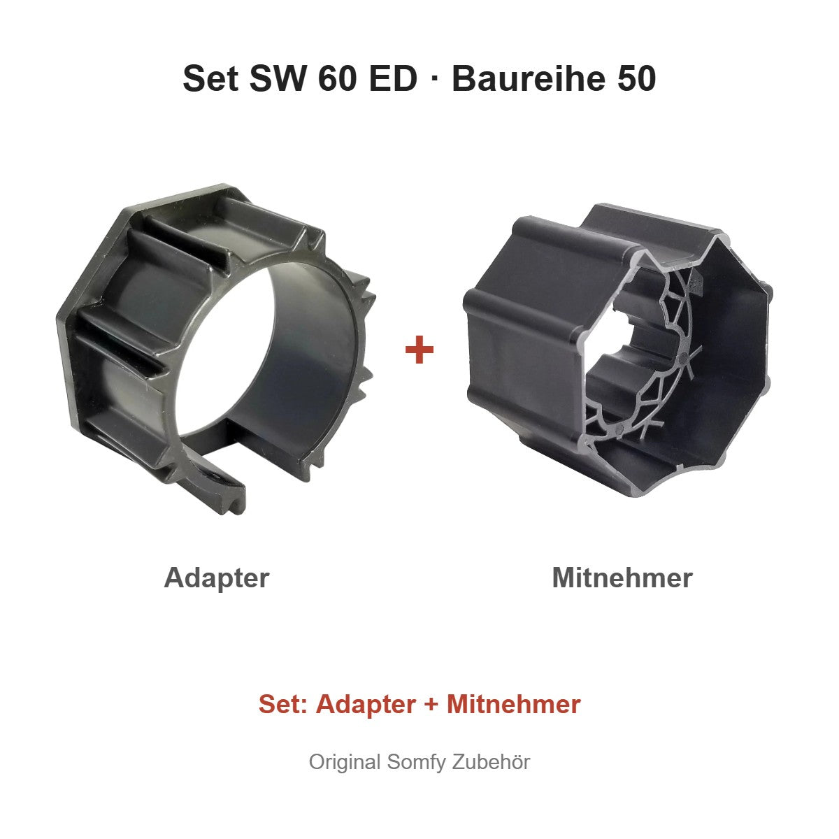 Somfy Adapter + Mitnehmer Set SW 60 ED für Baureihe 50 – Adapter und Mitnehmer