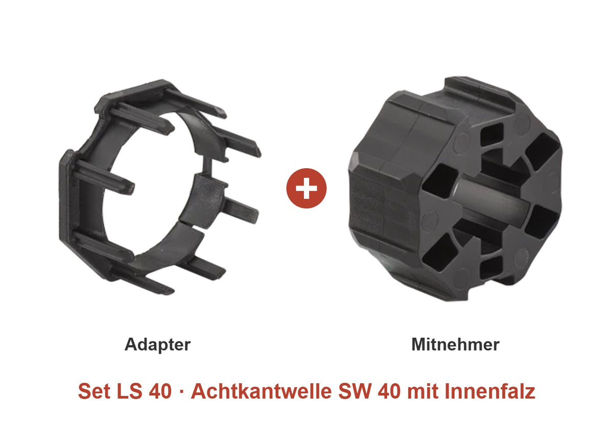 Somfy Adapter-Set LS 40 für Achtkantwelle SW 40 mit Innenfalz: Adapter und Mitnehmer im Set
