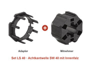 Somfy Adapter-Set LS 40 für Achtkantwelle SW 40 mit Innenfalz: Adapter und Mitnehmer im Set