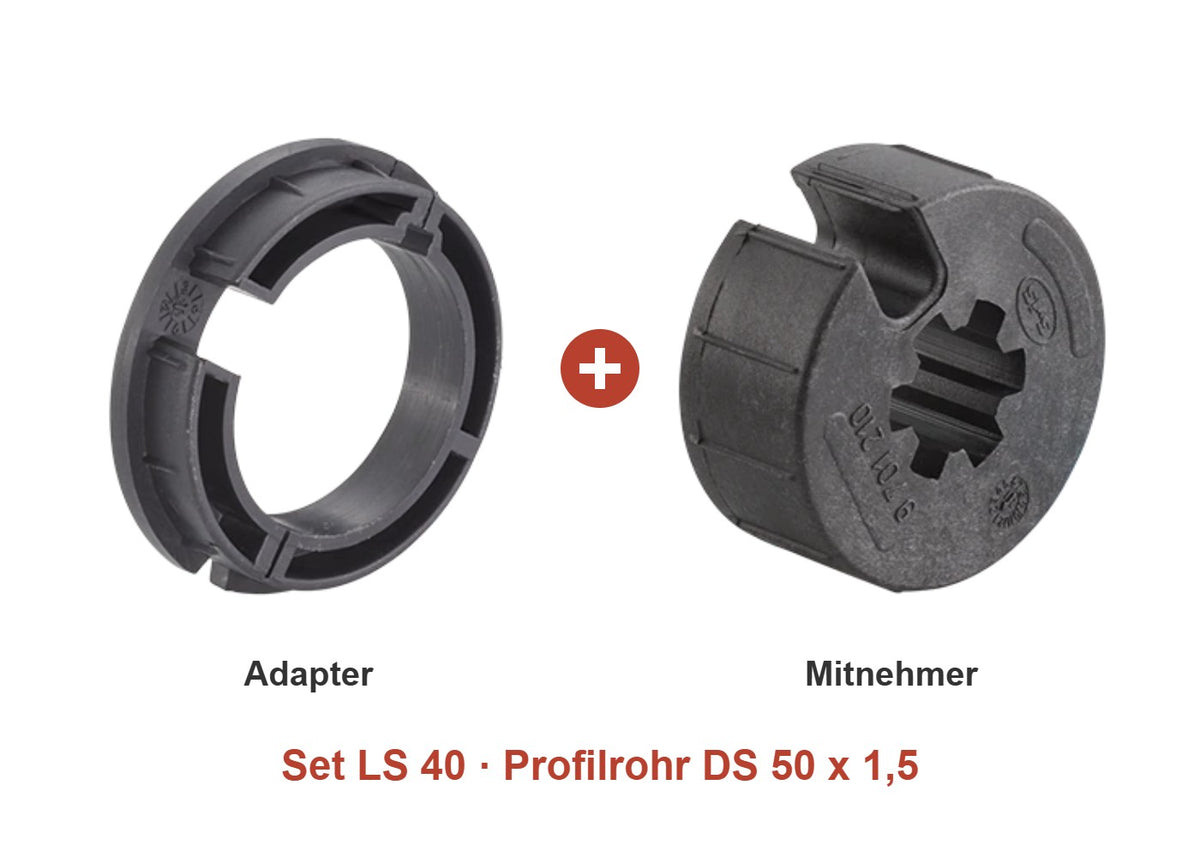Somfy Adapter-Set LS 40 für Profilrohr DS 50 x 1,5: Adapter und Mitnehmer im Set