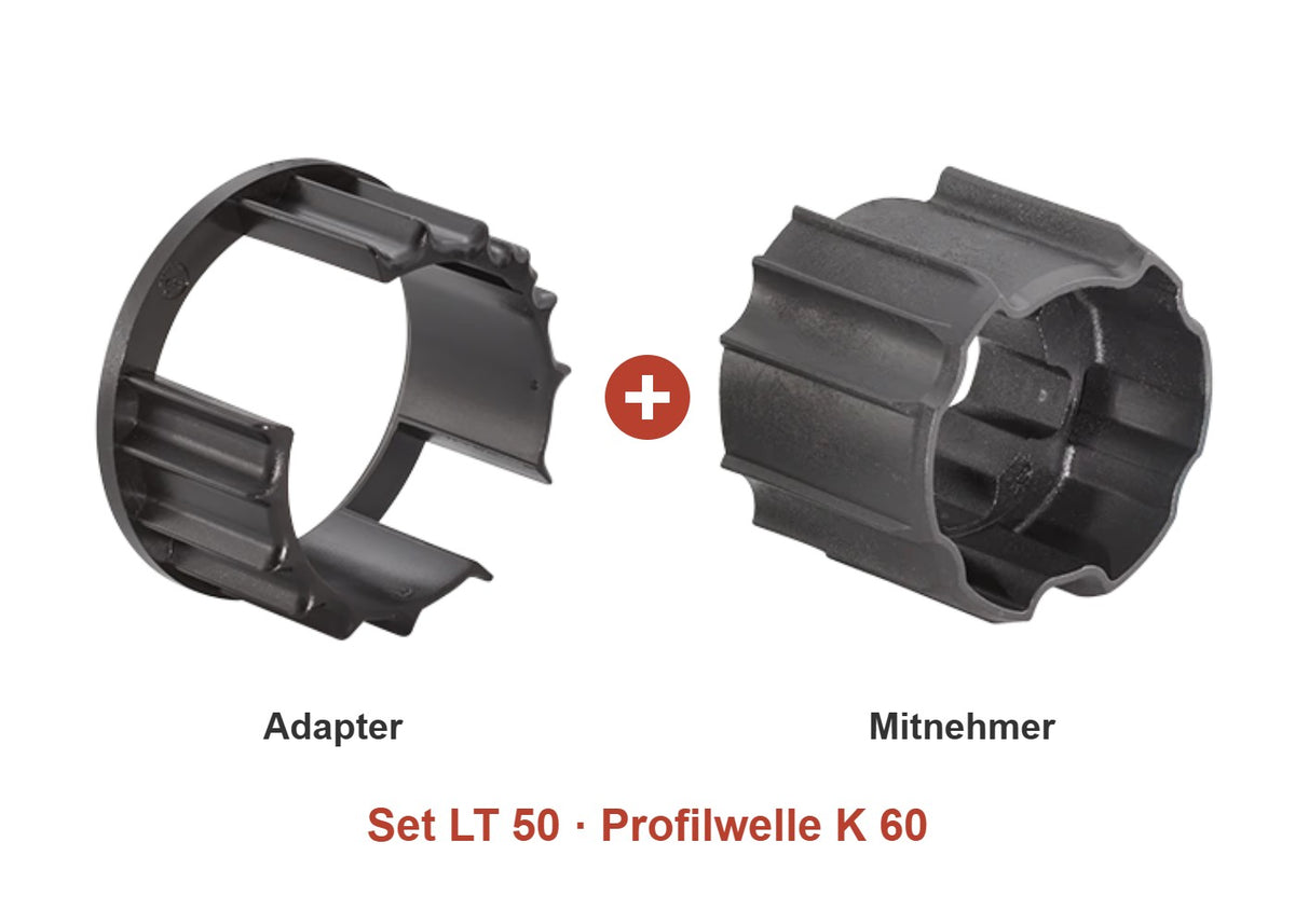 Somfy Adapter-Set LT 50 für Profilwelle K 60: Adapter und Mitnehmer im Set