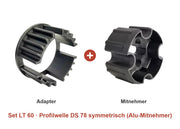 Somfy Adapter-Set LT 60 für Profilwelle DS 78 symmetrisch: Adapter und Alu-Mitnehmer im Set