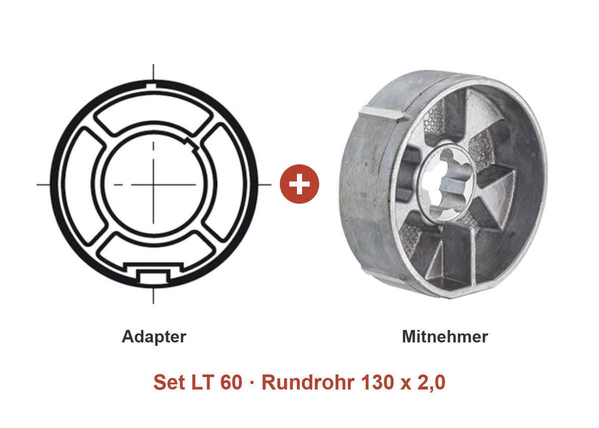 Somfy Adapter-Set LT 60 für Rundrohr 130 x 2,0: Adapter und Mitnehmer im Set