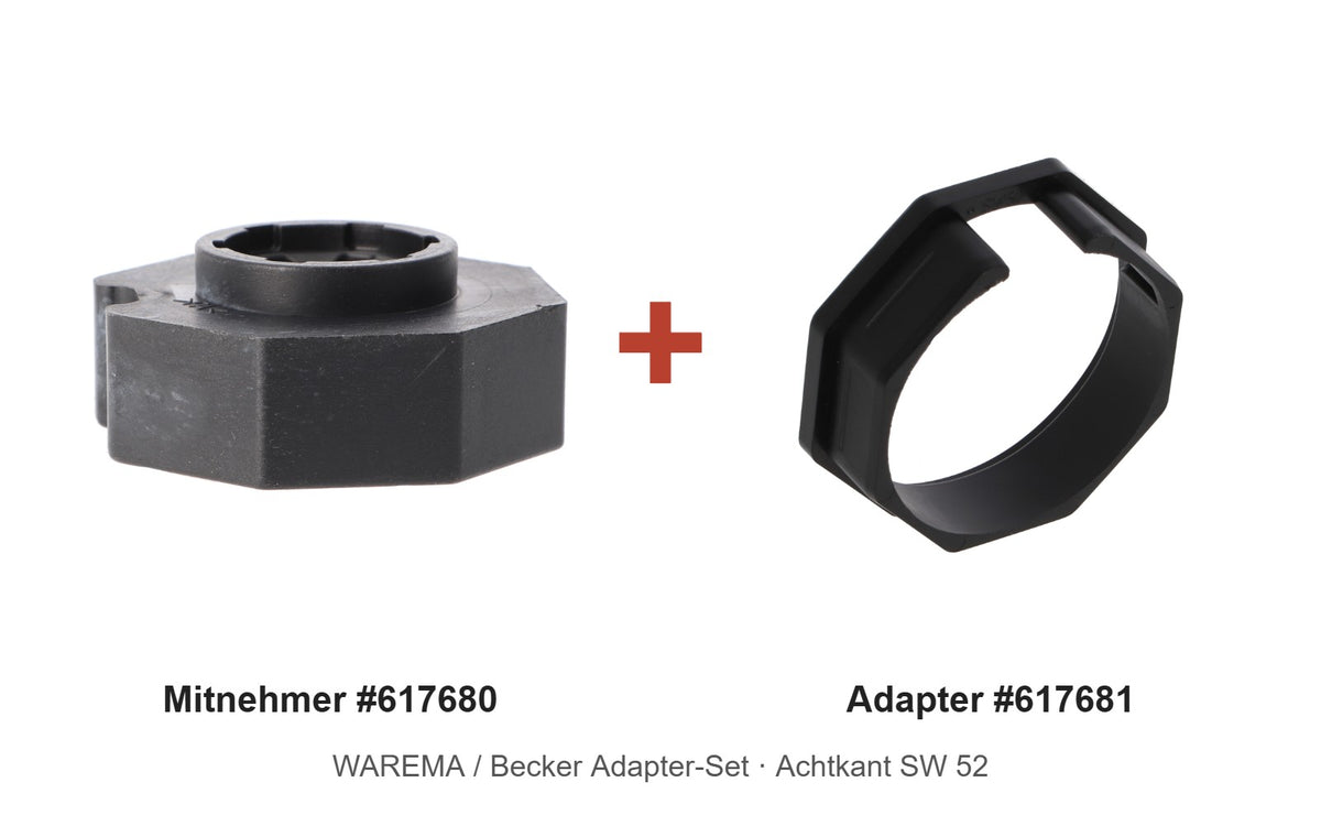 WAREMA Adapter-Set Achtkantwelle SW 52 für Lamellendach WMS-LP: Mitnehmer 617680 + Adapter 617681